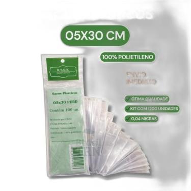 Imagem de Saco Plástico Transparente Geladinho 5X30Cm Pebd 1200 Unid - M Plastic