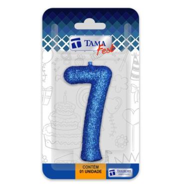 Imagem de Vela de aniversário Número azul Nº 7 com 10 un. - TAMAROZZI EMBALAGENS