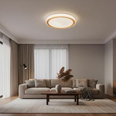 Imagem de Plafon Sobrepor Smart 52w Eclipse Madeira 3000k 4000k 6500k - Delis