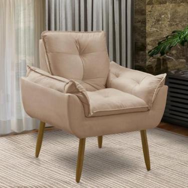 Imagem de Poltrona decorativa opala confortável para sala quarto recepção suede 