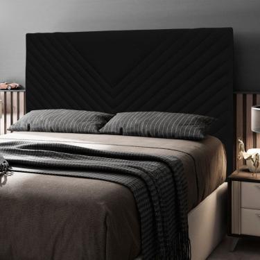 Imagem de Cabeceira Cama Box Casal King Size Viena 195cm Suede Preto - Abmaza