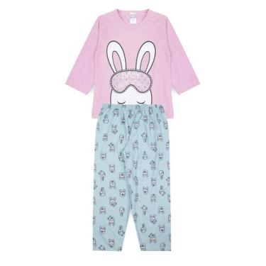Imagem de Pijama Infantil Feminino Inverno Coelho - Hey Kids Rosa Claro - HeyKid