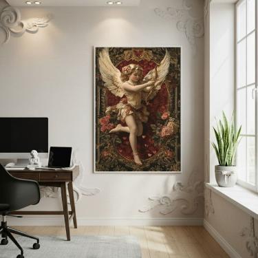 Imagem de Quadro Decorativo Anjo Cupido 70x50cm Mold Preta