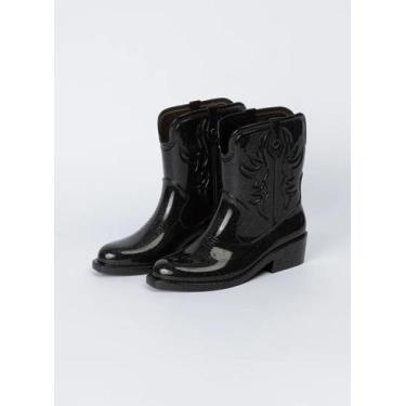 Imagem de Bota Texana Infantil Menina Preta com Glitter Country Cano Longo - Mol