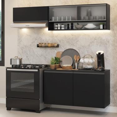 Imagem de Armário de Cozinha Compacta 200 cm Suspenso Preto Nice Madesa 07