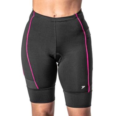 Imagem de Bermuda Poker Ciclista com bolso Gel Max Comfort Feminina Preta/Rosa