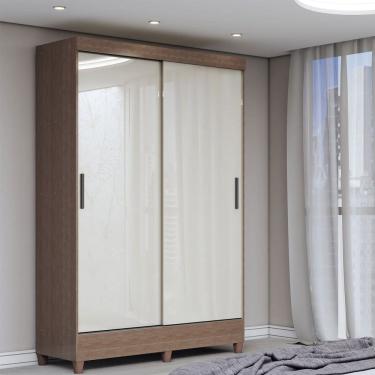 Imagem de Guarda-Roupa Solteiro Bari 2 Portas 2 Gavetas Jequitiba/Off White - Panorama Móveis