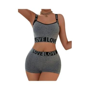 Imagem de Conjunto Feminino plus Size De Moda: Sutiã Esportivo Com Estampa De Le