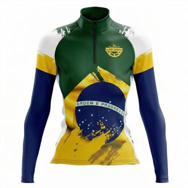 Imagem de Camiseta Ciclismo Feminina Manga Longa Rkc Sports Brasil 120-Feminino
