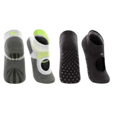 Imagem de Kit 2 Pares Meia Sapatilha Feminina Antiderrapante Lupo Sport Pilates 