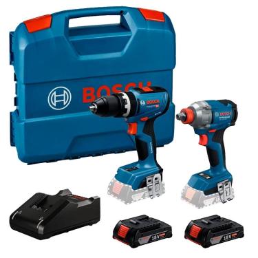 Imagem de Kit Parafusadeira e Furadeira 2 Bat 2Ah 18V Bivolt Com Maleta GSB18V65 + GDX18V285 Bosch