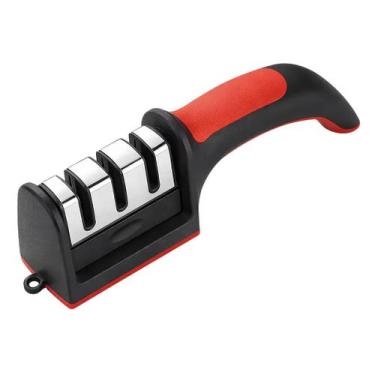 Imagem de Afiador de Facas 3 em 1 Manual Amolador Cozinha Profissional Base Anti