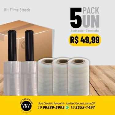 Imagem de Kit Mini filme Stretch 100x25 (2 unidades com cabo e 3 sem cabo) - VNV
