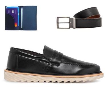 Imagem de Sapato Social Casual Masculino Mocassim Super Leve e Macio + Carteira 
