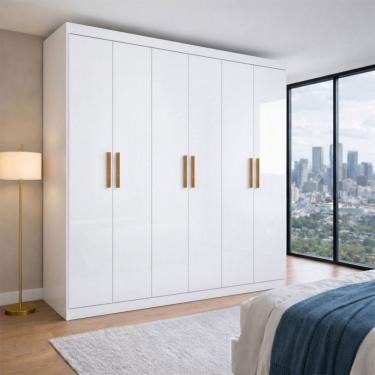 Imagem de Guarda-Roupa Casal Liberdade 6 Portas 2 Gavetas 100% Mdf Branco - Pnr Móveis