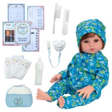 Imagem de Bebê Reborn Masculino Fio a Fio 100% Silicone Enxoval Dino - Cegonha R