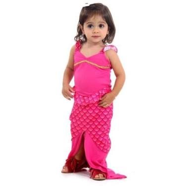 Imagem de Fantasia Sereia Bebê Infantil C/ Saia Cauda Serei Rosa Calda - SulAmer
