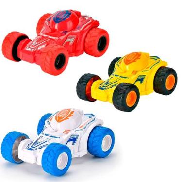 Imagem de KIT 3 Carrinhos De Brinquedo Maluco Gira 360º Stunt Car, Branco, Verme