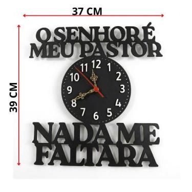 Imagem de Relógio O SENHOR É MEU PASTOR em MDF 39X37 CM - PONTEIRO COLONIAL - Ar