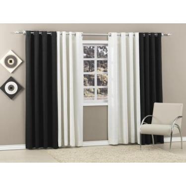 Imagem de Cortina Branca e Preta Casa Doro Madri - 300x250cm, Branco e Preto