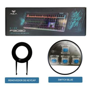 Imagem de Teclado Mecânico Gamer Aula Wind F3030 Multicores - Original, Preto