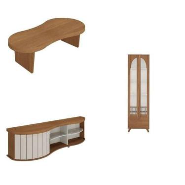 Imagem de Conjunto Sala de Estar Cristaleira Mirage e Mesa de Centro e Rack Magn