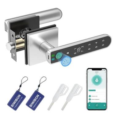 Imagem de Fechadura de porta com impressão digital BIWIBON 5 em 1 Smart APP Silv