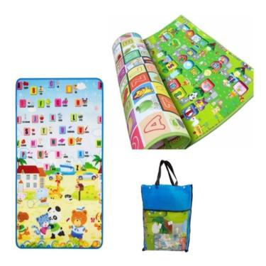 Imagem de Tapete Infantil Dupla Face Térmico Impermeável Educativo Dobrável Antiderrapante 120cm X 90cm
