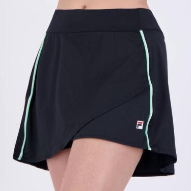 Imagem de Skort Fila Backspin Wrap Feminino Preto e Verde Claro, GG