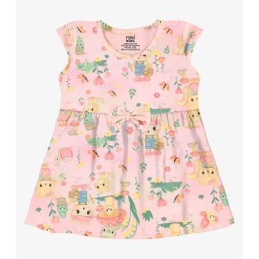 Imagem de Vestido Infantil Estampado Malha Rovi Kids Rosa