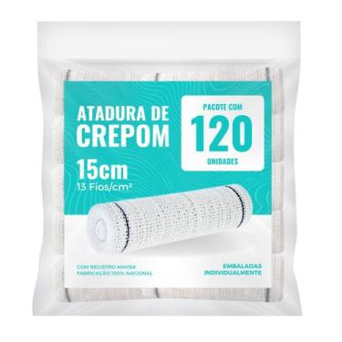 Imagem de Atadura Crepom Faixa Bandagem Elástica 15cm Kit 120 Unidades - TEXMED