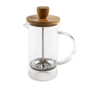 Imagem de Cafeteira Prensa Francesa de Vidro 400ml com Tampa Bambu - ROJEMAC