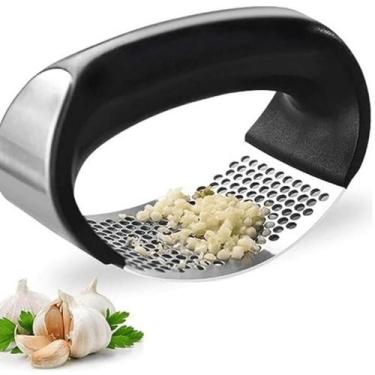 Imagem de Amassador de Alho Inox Triturador Manual Ergonômico Utensílio Premium 