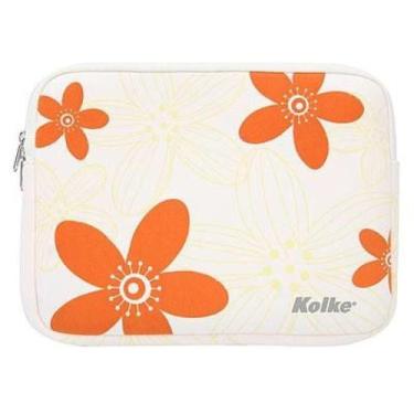 Imagem de Pasta P/ Note Kolke 14" Branca C/ Flores Laranja Neoprene Nbg246