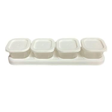 Imagem de Porta Tempero Plástico 4pçs Colors Cozinha Condimentos - Keita, Branco