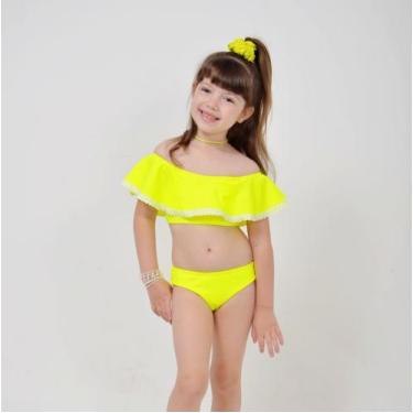 Imagem de Biquíni Infantil Top Ciganinha Rosa Neon/ Amarelo Neon - MF FASHION, A