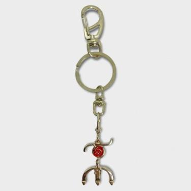 Imagem de Chaveiro Pomba Gira Tridente Níquel Com Rosa 15 Cm Metal - Filho da Lu