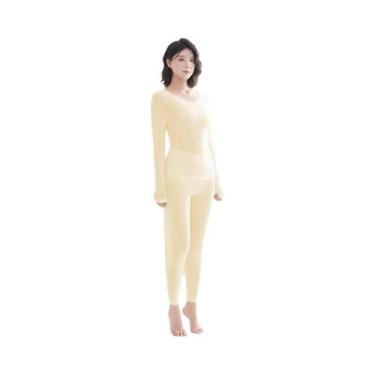 Imagem de Conjunto De Roupa Térmica Feminina De Inverno Sem Costura, Lingerie Qu