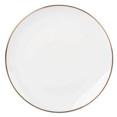 Imagem de Conjunto 24 Pratos de Sobremesa Porcelana Borda Dourada 19cm L'Hermita