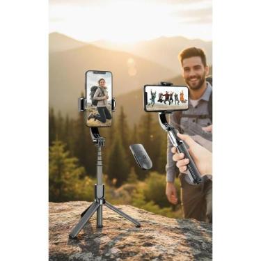 Imagem de 2x GIMBAL ESTABILIZADOR CELULAR TRIPÉ BLUETOOTH PRETO 86CM - Congratul