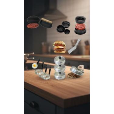 Imagem de Kit Hambúrguer Profissional 9 Peças Espátulas e Moldes - Congratulatio