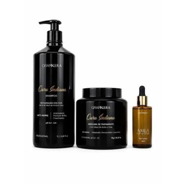 Imagem de kit profissional ouro indiano GRANKÉRA shampoo 1L MÁSCARA 1KG e óleo d