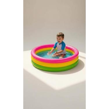 Imagem de Piscina Inflável Infantil 140L Colorida - Congratulations Store
