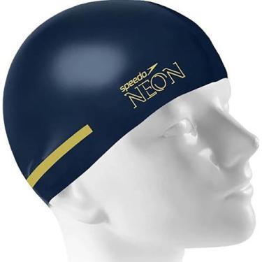 Imagem de Touca de Natação Speedo Flat Cap Neon Unissex, Único, Marinho