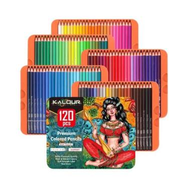 Imagem de Conjunto De Lápis De Cor a Óleo Com 120 Cores, Lápis De Desenho Em Mad