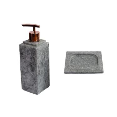 Imagem de Kit Banheiro Bancada Lavabo Luxo em Pedra Sabão N02 Rosê