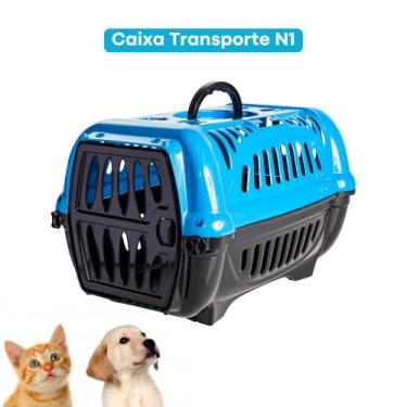 Imagem de Caixa De Transporte Número 1 Cães Gato Coelho Azul Jel Plast - Shop Ma