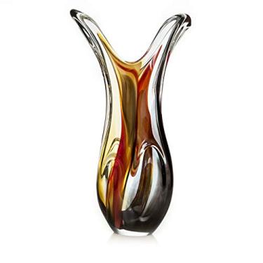 Imagem de Vaso Em Cristal Murano Preto E Âmbar - São Marcos 58cm