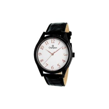 Imagem de Relógio Feminino Champion Preto Fundo Branco Pulseira Couro