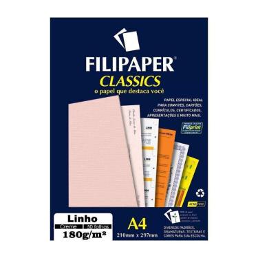 Imagem de Papel Linho Salmão A4 210X297Mm 180G/M² Filipaper 50 Folhas